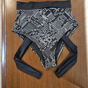 Lyte Couture Reflective Circut Print Rave Bottoms with Attached Garters Size M